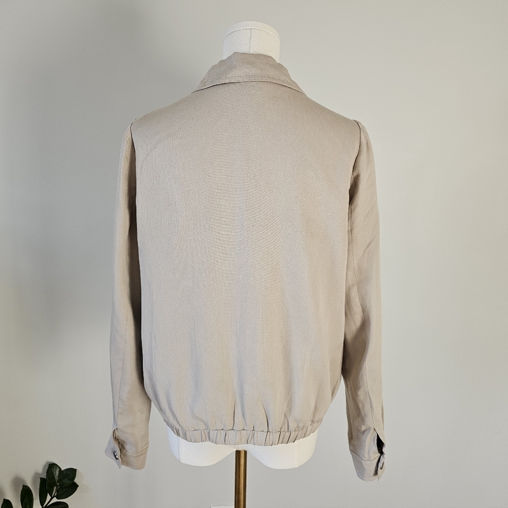 RW&CO S cropped twill shirt Women's Beige Bomber Jacket - Picture 2 of 5